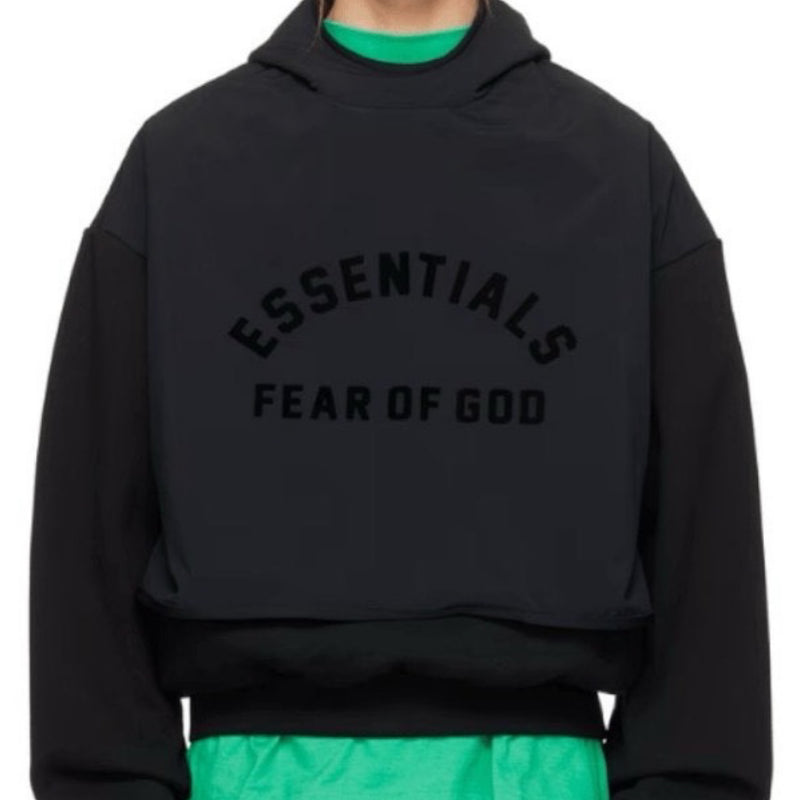 FEAR OF GOD ESSENTIALS Black Layered Hoodie 'Jet Black' (SS24)