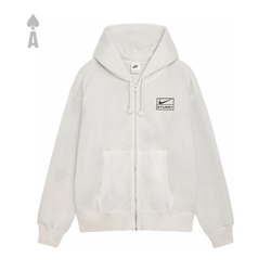 Stussy x Nike Pigment Dyed Fleece Zip Hoodie 'Light Bone' (SS24)